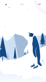插画扁平网页松树雪山雪地企鹅