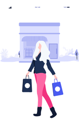 插画扁平网页购物逛街女孩