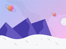 插画扁平网页星球山雪地风景