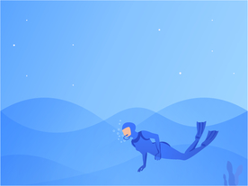 插画扁平网页海底潜水男性男孩