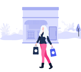 插画扁平网页购物逛街女孩