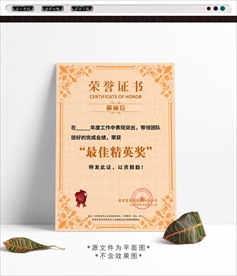 最佳精英奖证书
