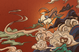 敦煌壁画复古插画背景素材