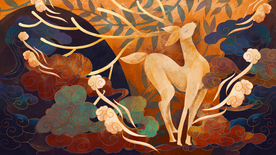 敦煌壁画复古插画背景素材