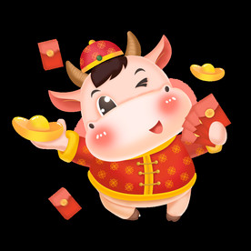 牛卡通形象红包唐装