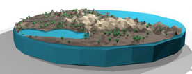 C4D模型 饼状地面体山地