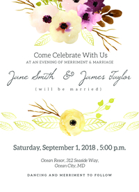 水彩婚礼邀请函集手绘花朵