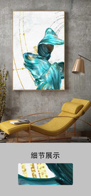 北欧现代大理石纹绿色丝绸装饰画