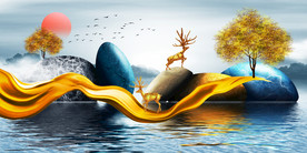 轻奢山水装饰画