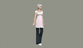 3d人物色粉吊带裙女子SU模型