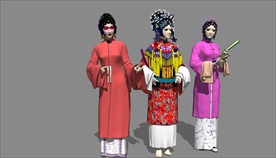 京剧花旦3d人物 SU模型