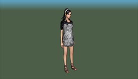 3d现代站姿女性su模型