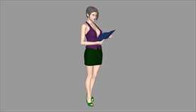 3D人物现代站姿女士su模型