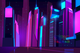 城市高楼大厦夜景