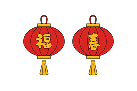 AI矢量福字新年灯笼插画