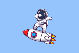 AI矢量火箭太空人插画