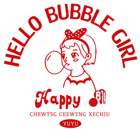 T恤  女孩 吹泡泡  卡通