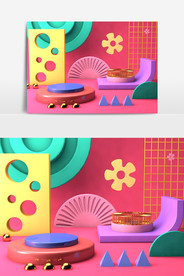 c4d模型创意清新电商展台电商