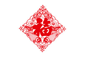 AI矢量新年福字剪纸窗花