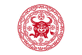 AI矢量2021年新春牛年剪纸