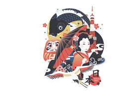 AI矢量日本浮世绘插画
