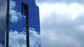 航拍蓝天白云高楼大厦