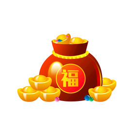 AI矢量福袋元宝发财插画