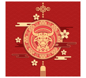 AI矢量牛年新春剪纸插画新年