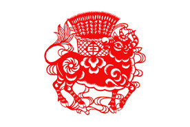 AI矢量牛年剪纸插画