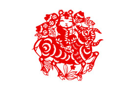 AI矢量牛年剪纸插画