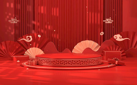 红色C4D背景