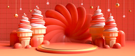 红色C4D背景