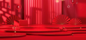 红色C4D背景
