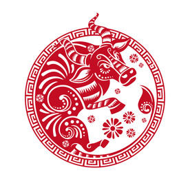 AI矢量牛年春节剪纸