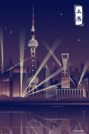 上海夜景插画