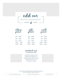 摄影定价指南传单