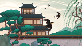 古建筑风景插画