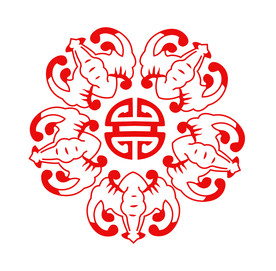AI矢量中国传统五福图案福纹