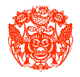 AI矢量牛年有鱼春节剪纸