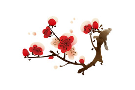 AI矢量水墨梅花插画