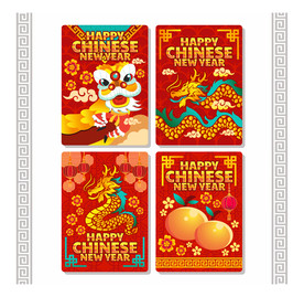 中国传统新年复古贺卡