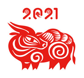 AI矢量2021年牛年剪纸