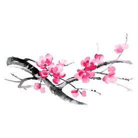 水墨梅花矢量插画