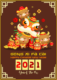 2021牛年新春卡通海报