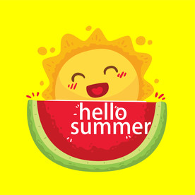卡通夏日西瓜太阳