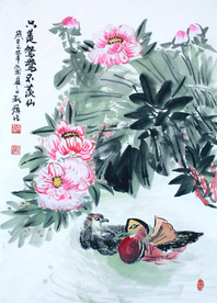 荷花鸳鸯图