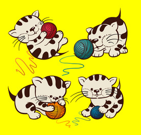 可爱猫咪与毛线