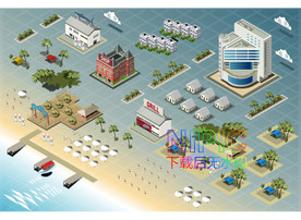 2.5d建筑ai矢量图