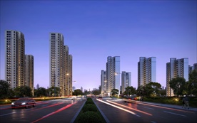 绿城别墅洋房园林景观住宅夜景