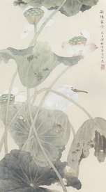 陈之佛国画 秋塘露冷
